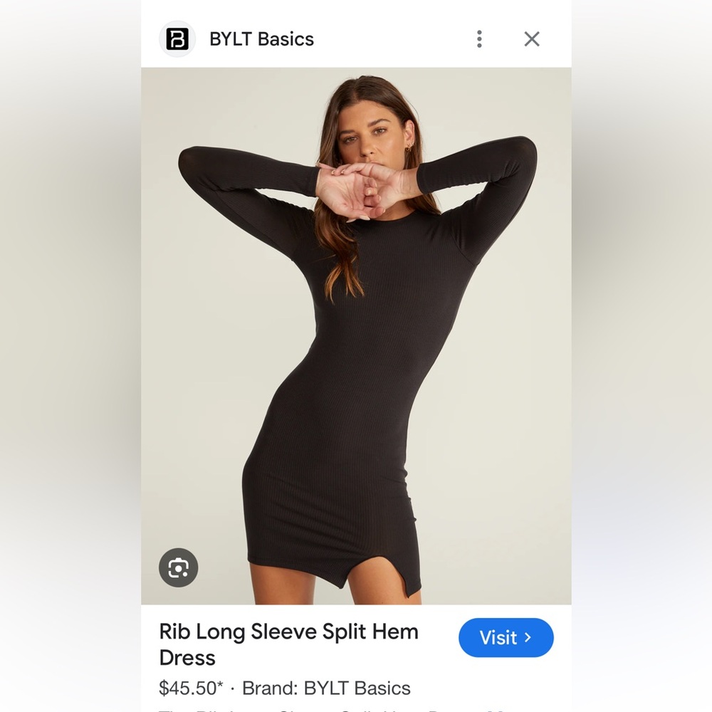 BYLT Basics Black Long Sleeve Dress
